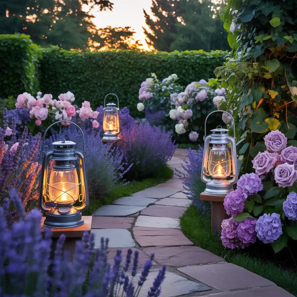 Lantern Lined Garden Walkway