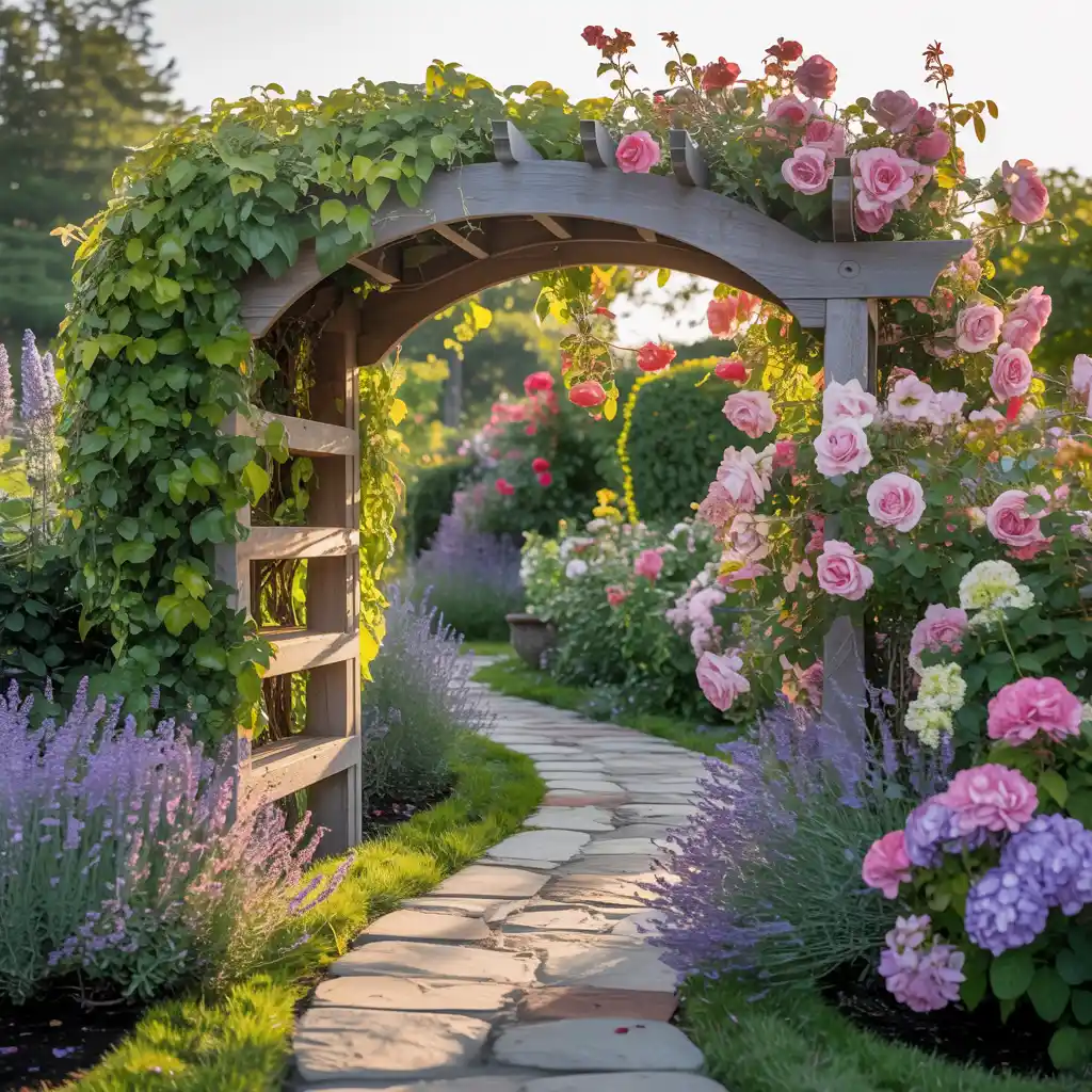 Wooden Arch Pergola Path