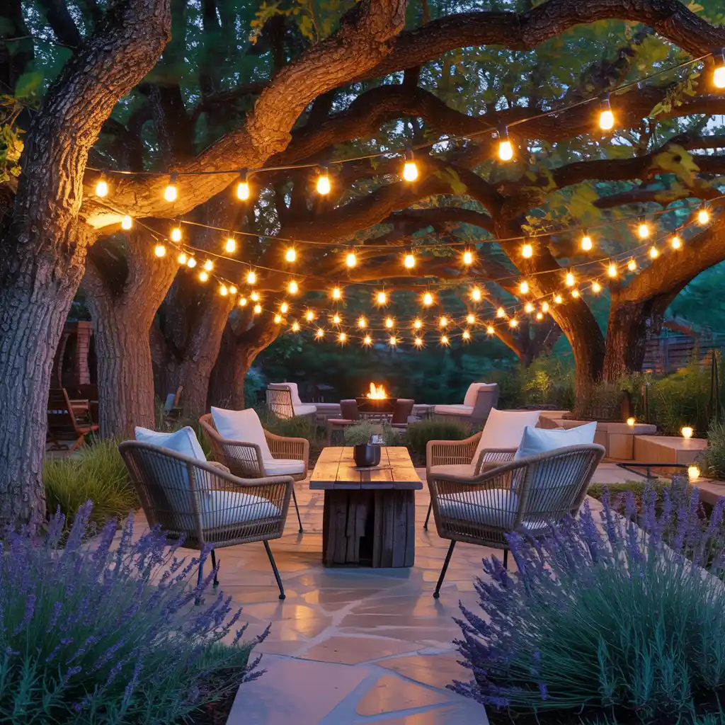 Outdoor String Light Canopy