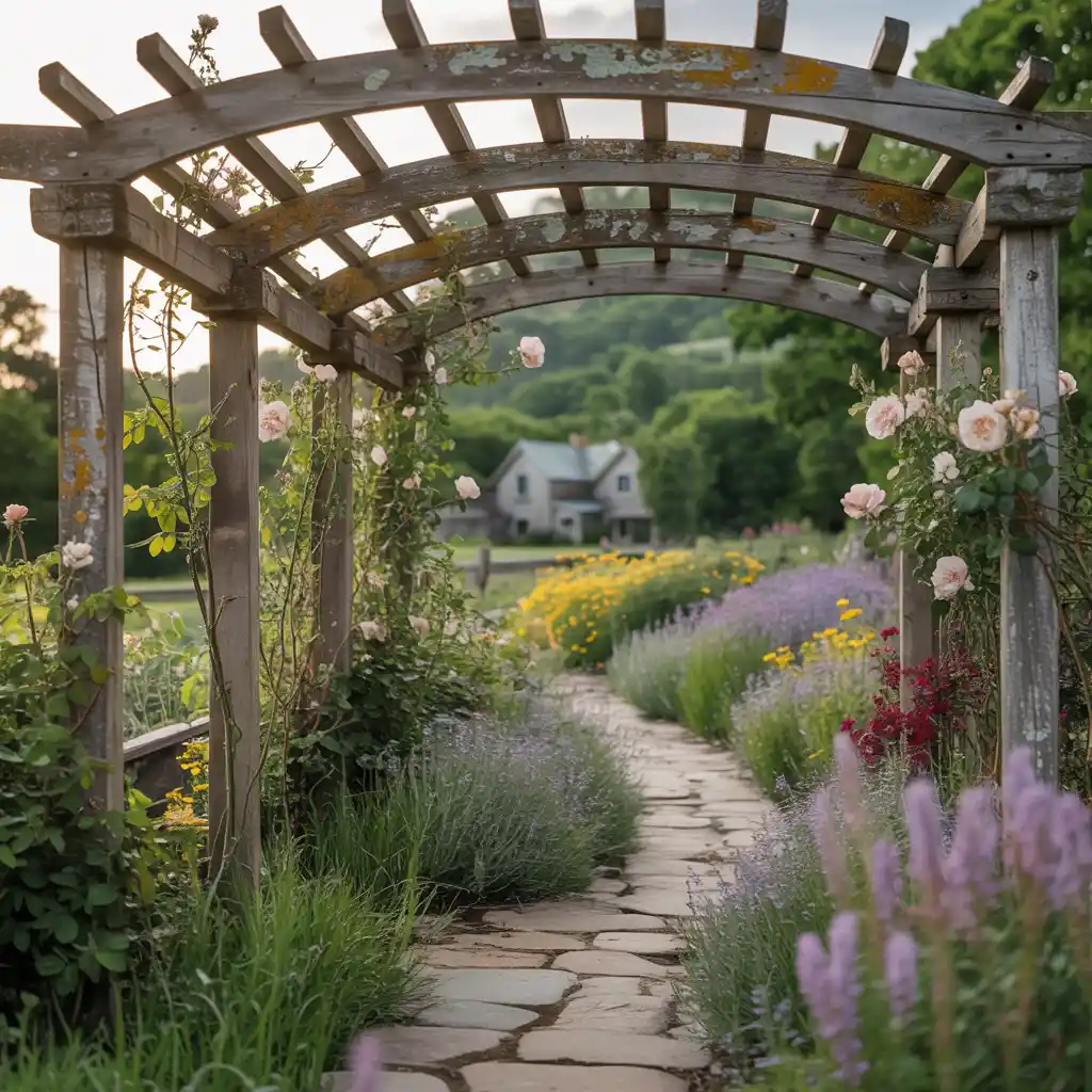 Rustic Garden Pergola Path