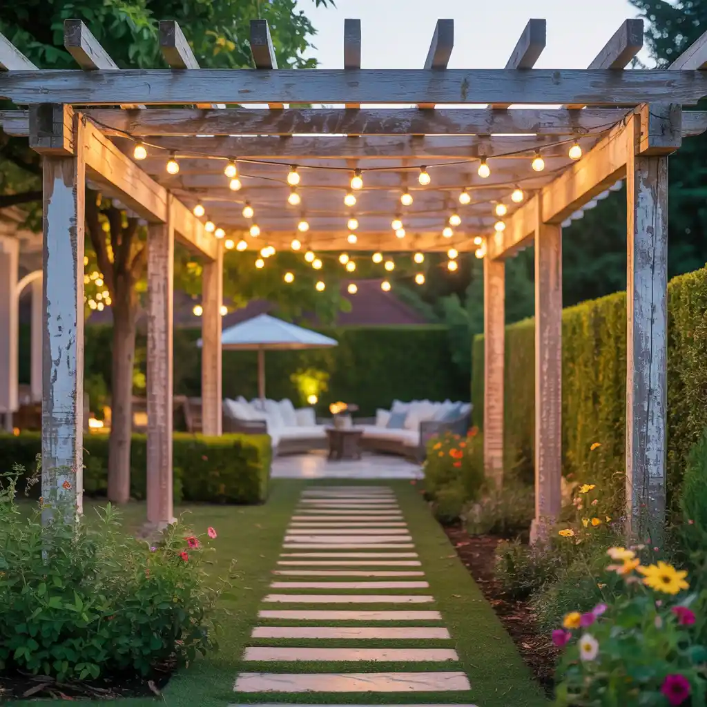 Pergola with Hanging Lights`