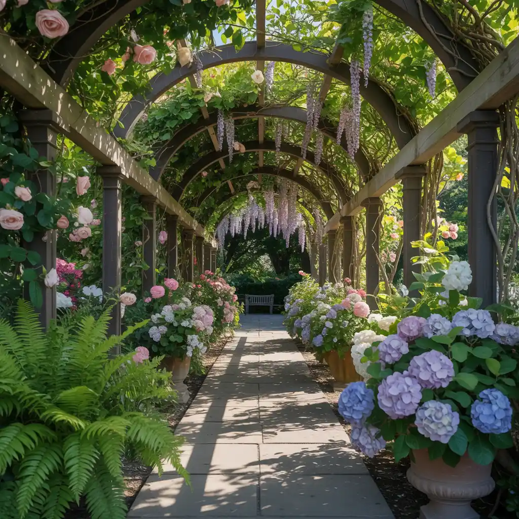 Green Covered Pergola Path