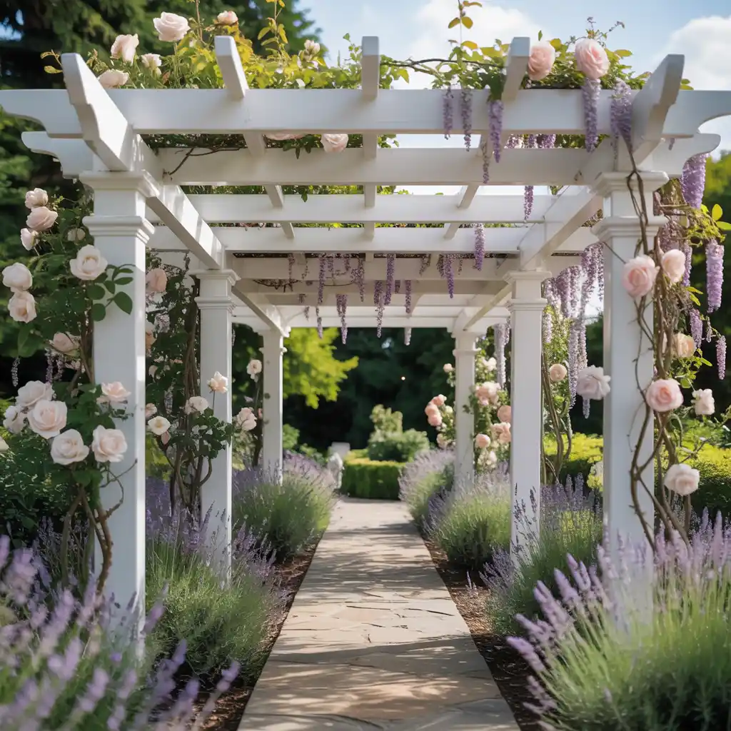 White Painted Pergola Path