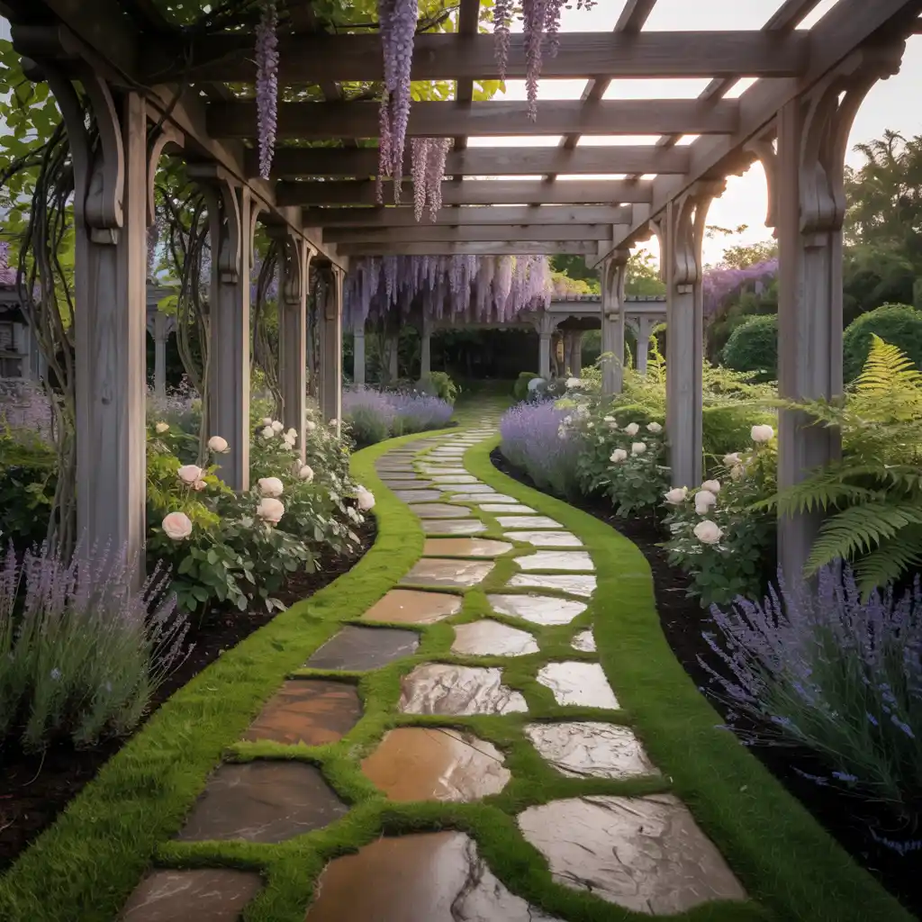Stone Path with Pergola Frame