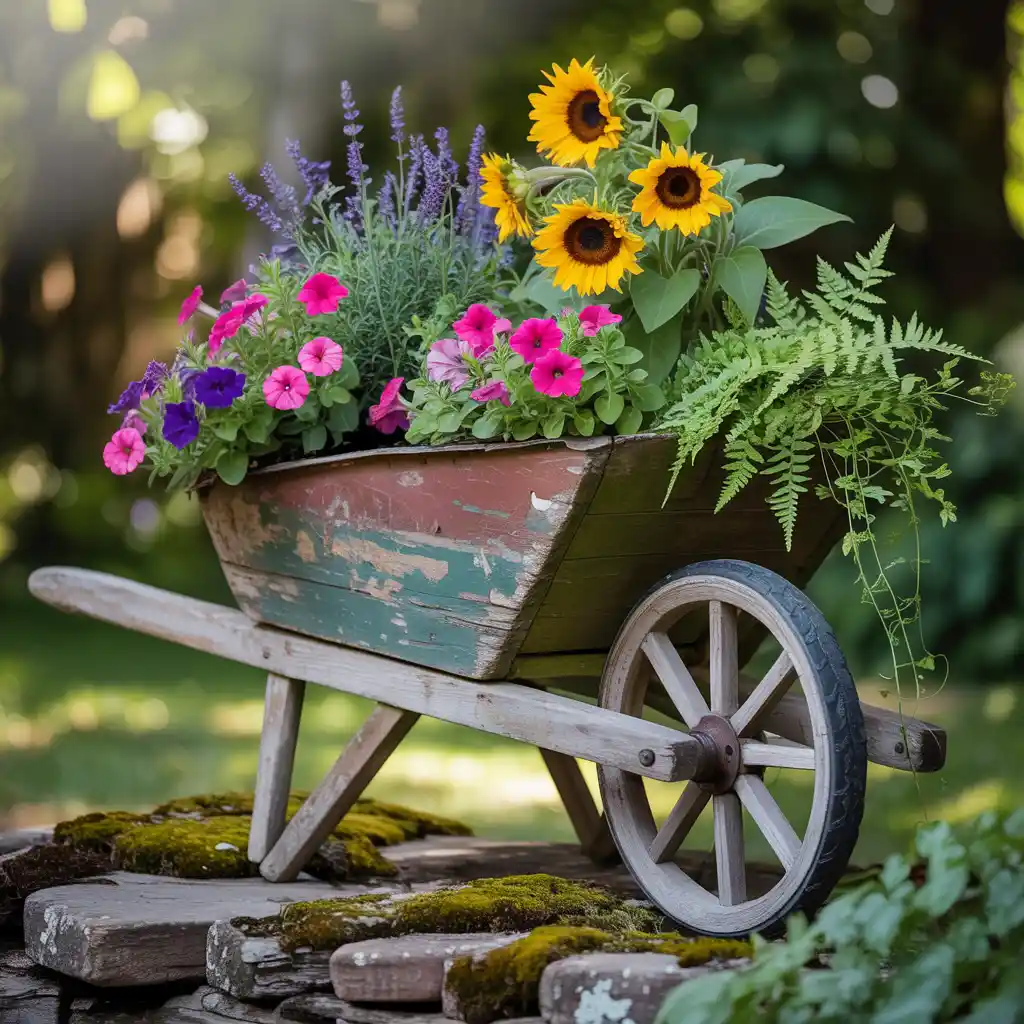 Vintage Wheelbarrow Flower Display