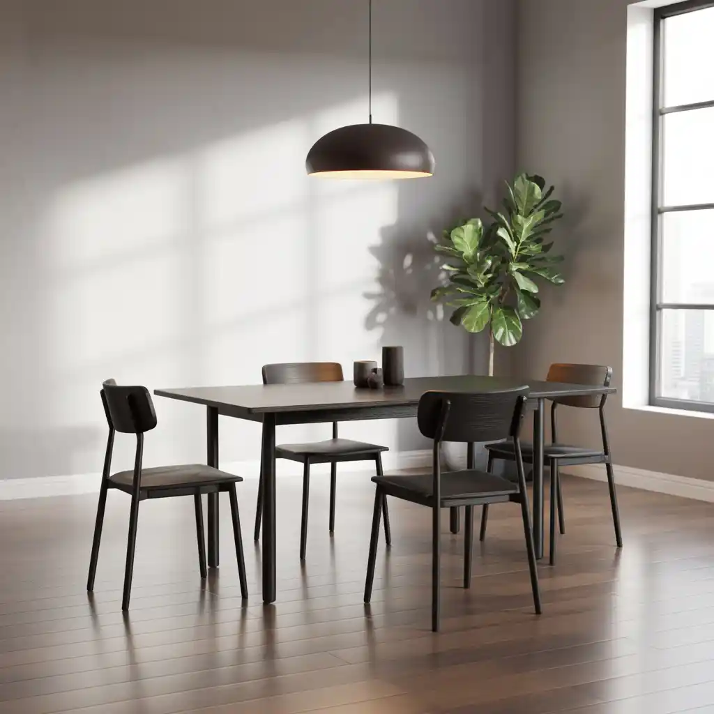 Black and Wood Modern Dining Space