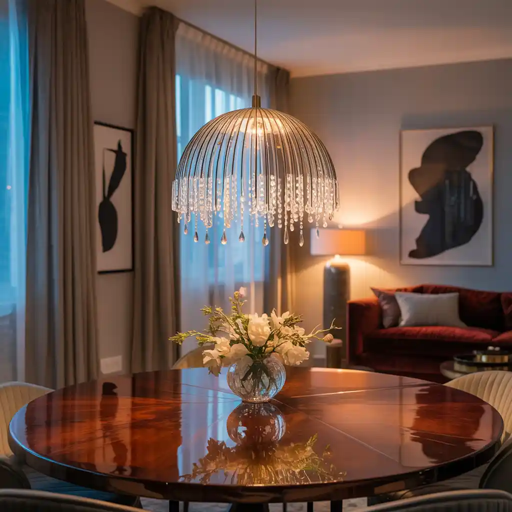 Statement Lighting Above the Dining Table