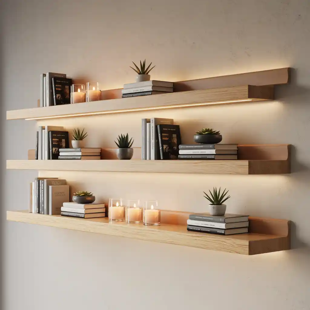 Floating Wooden Shelves Styling